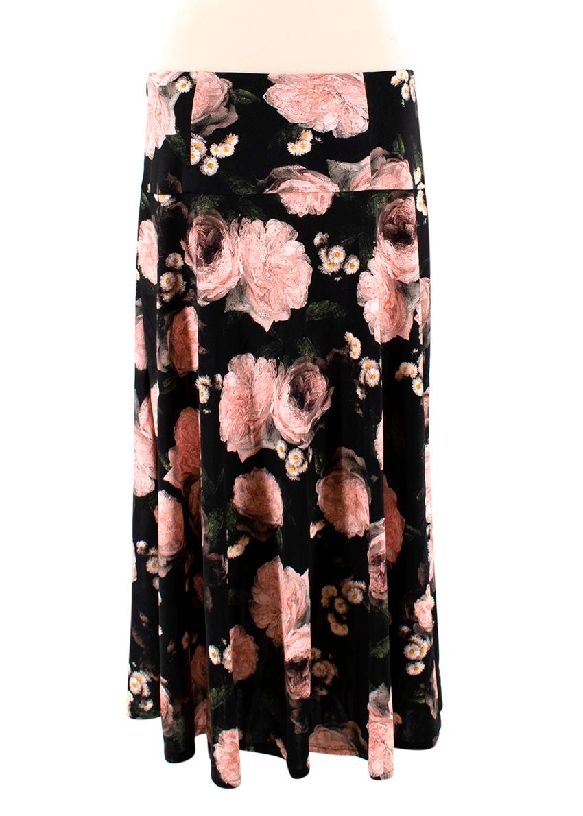 Erdem Black Elvin Floral Jersey Skirt - Size US8 1