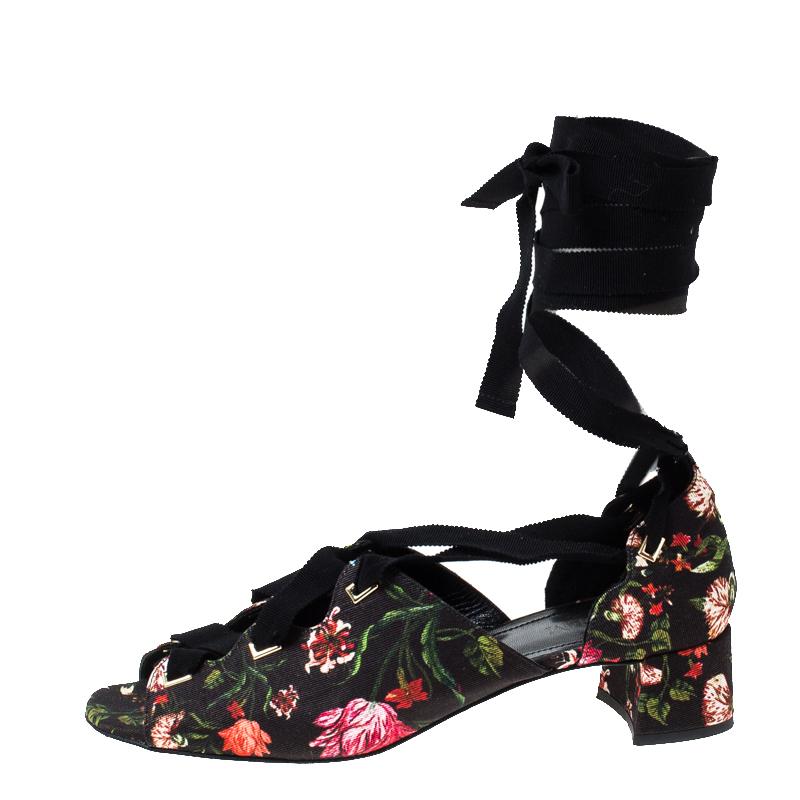 These sandals are fashionable and chic. Looking effortlessly in style is as easy as slipping on these gorgeous sandals. Made from floral canvas, these Erdem sandals feature short block heels and lace-up detailing.

