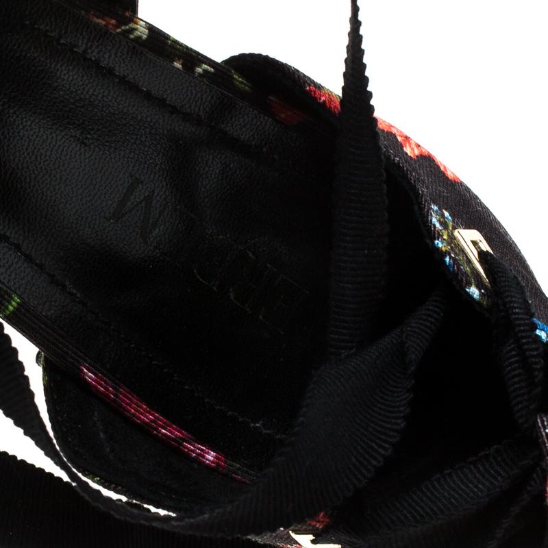 Erdem Black Floral Canvas Cut Out Lace Up Sandals Size 38 For Sale 1