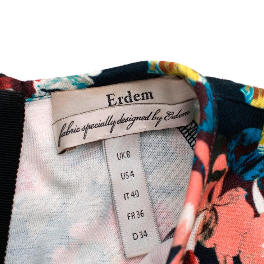 Women's Erdem Black Floral Print A-Line Dress - Size US 4 For Sale