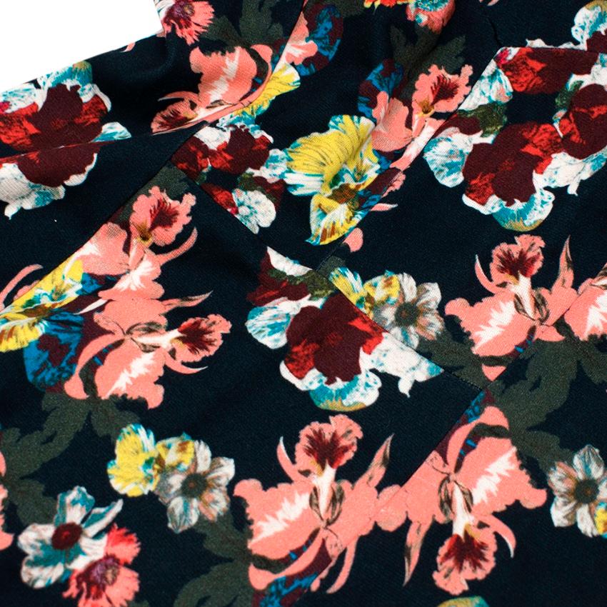 Erdem Black Floral Print A-Line Dress - Size US 4 For Sale 2