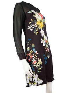 Erdem - Vestito al ginocchio con stampa floreale nera - taglia S