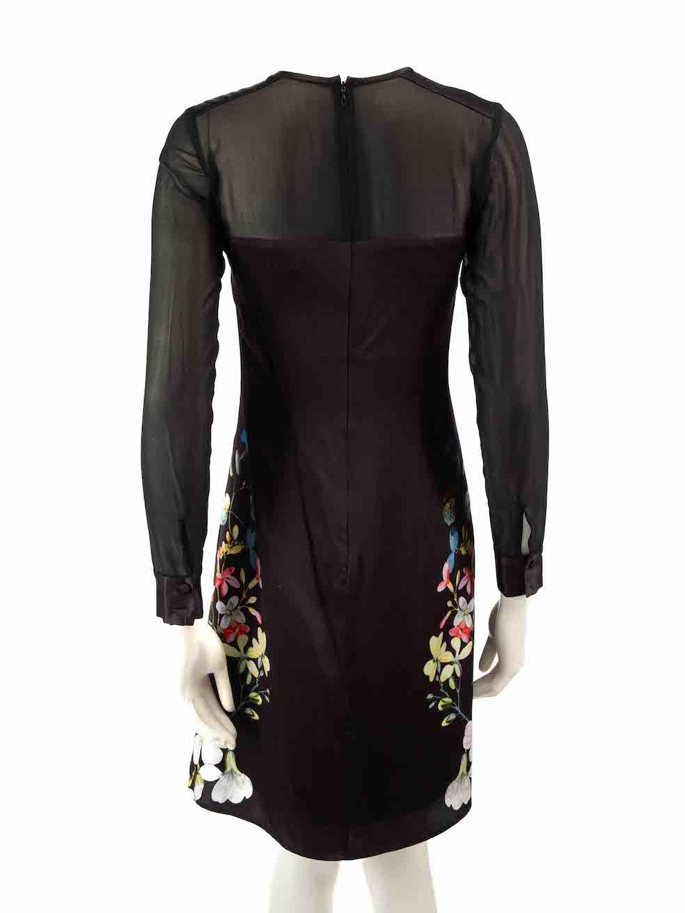 Erdem Schwarzes knielanges Kleid mit Blumendruck in Knielänge Größe S im Zustand „Gut“ im Angebot in London, GB