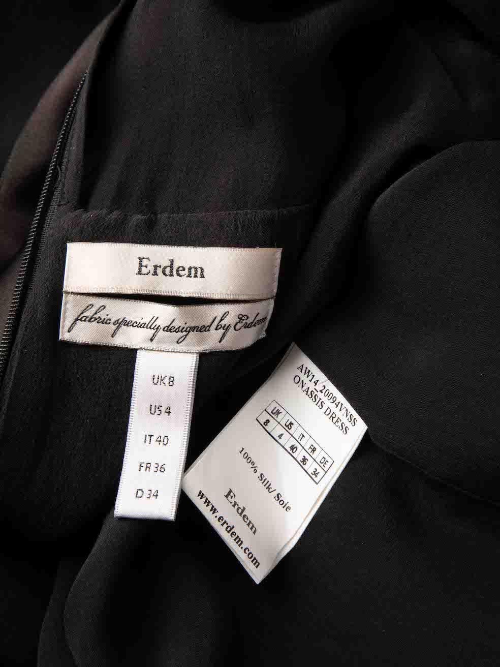 Erdem Schwarzes knielanges Kleid mit Blumendruck in Knielänge Größe S im Angebot 1
