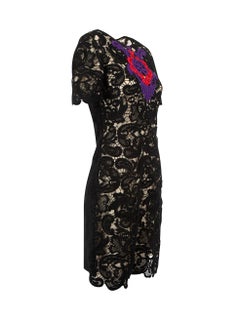 Erdem Black Guipure Lace Knee Length Dress Size S