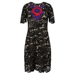 Erdem - Vestito al ginocchio in pizzo guipure nero - taglia S