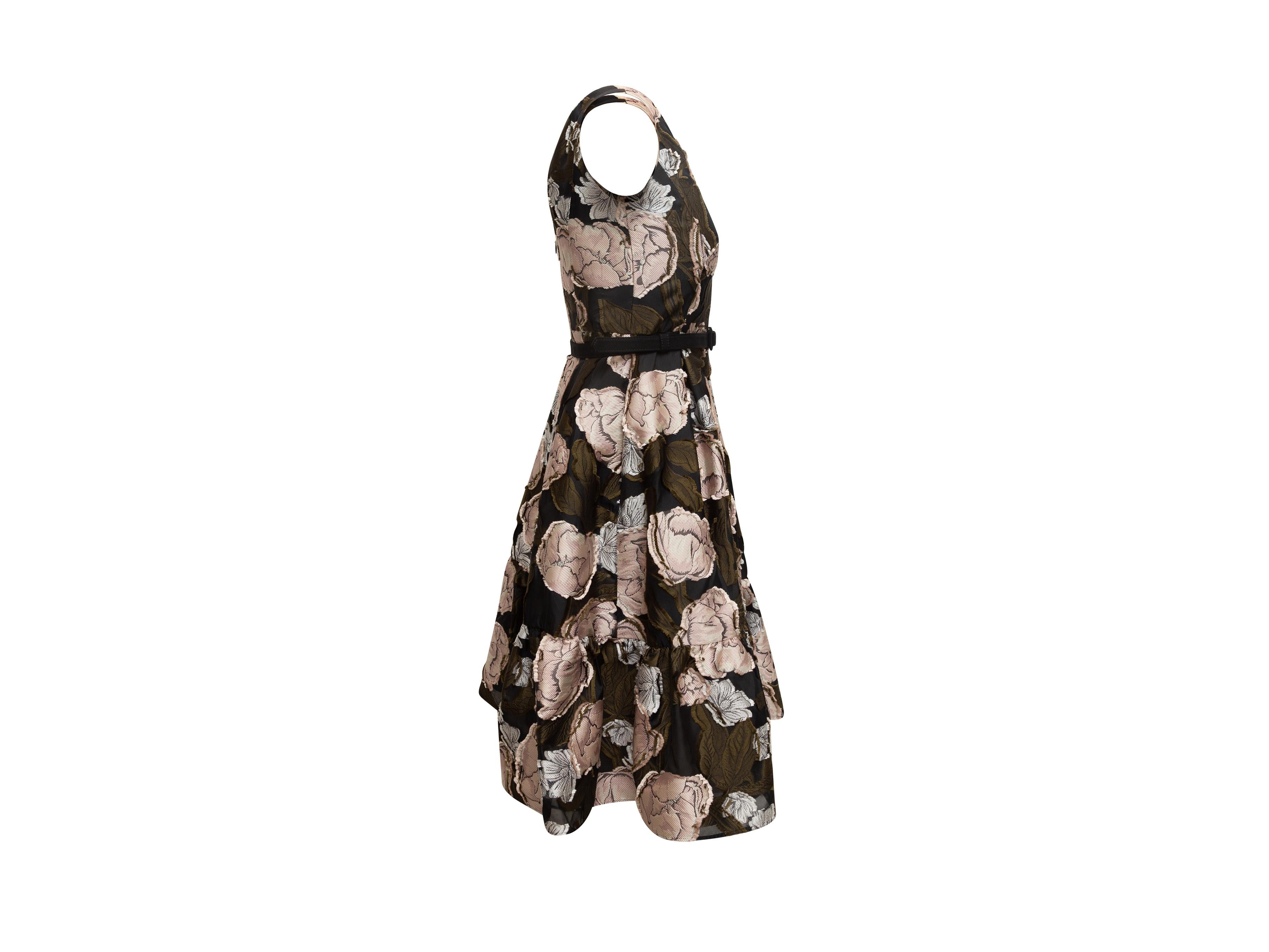 Erdem Black & Multicolor Floral Jacquard Dress In Good Condition In New York, NY