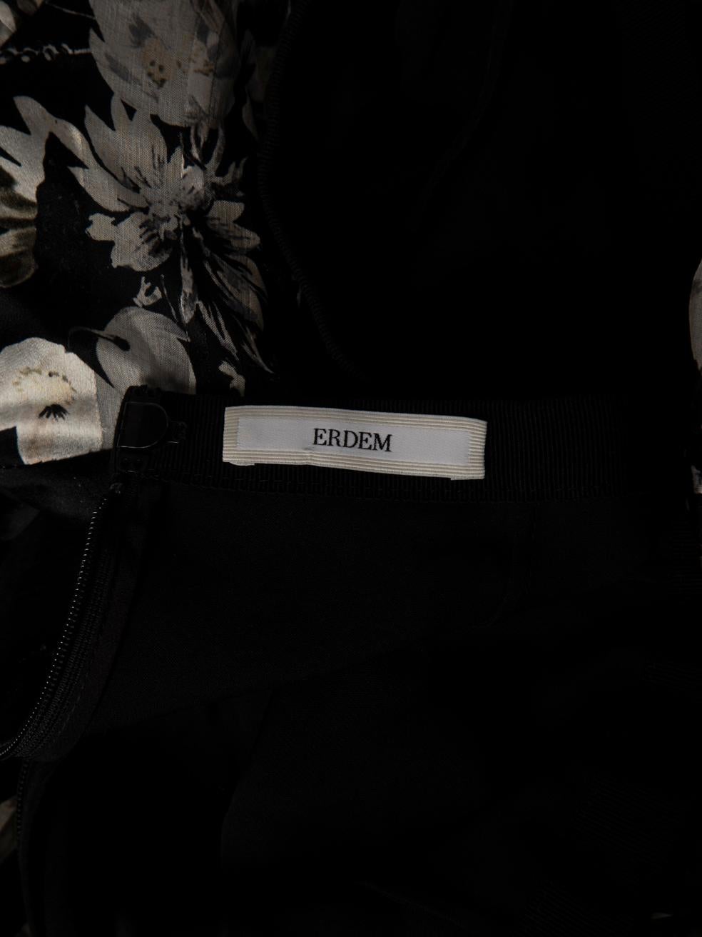 Erdem Black Ruffle Trimmed Floral Skirt Size XS 1