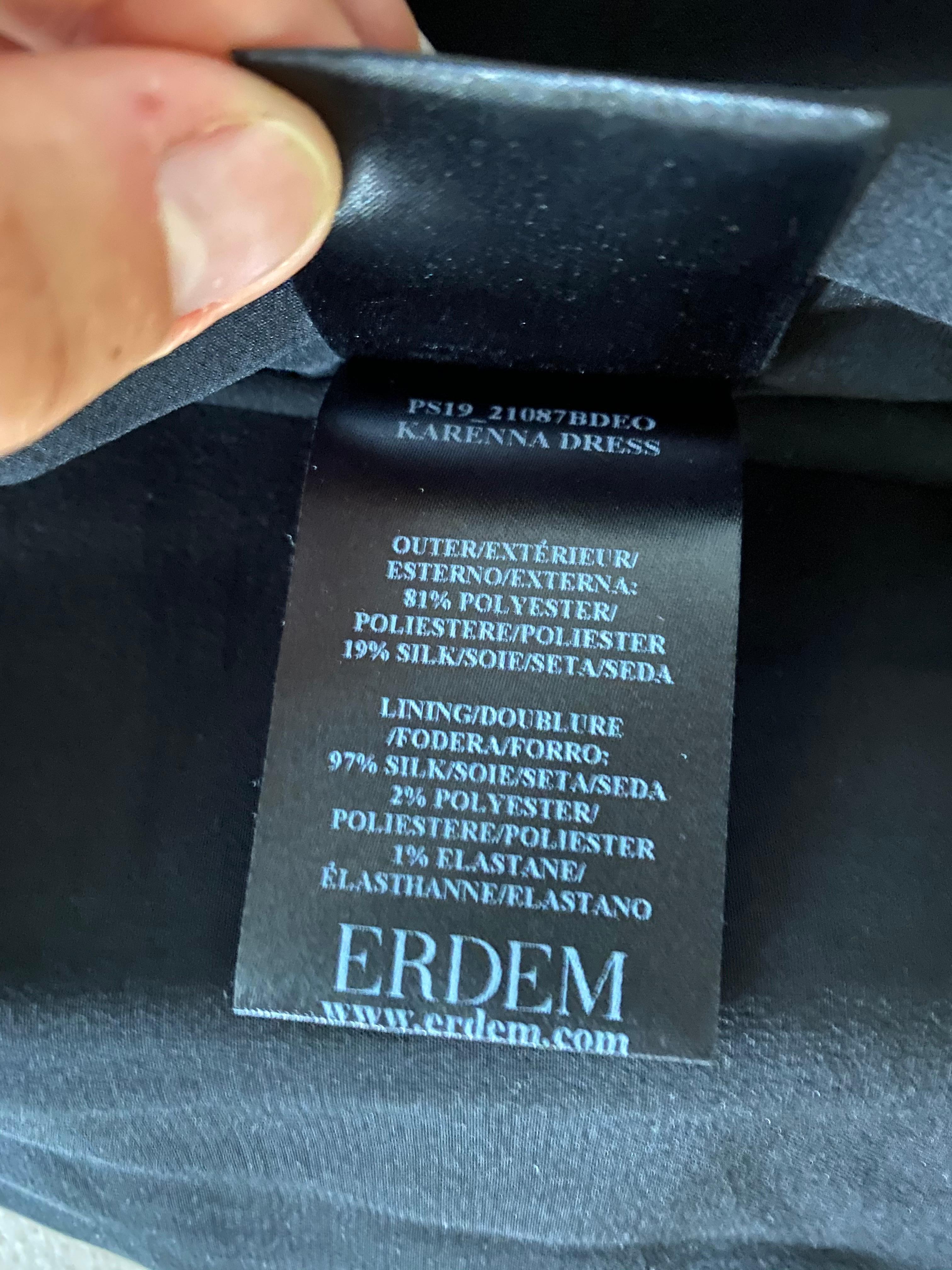 Vestido de noche Erdem de seda negra y estampado floral Talla 8 en venta 5