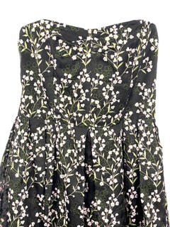 Erdem Black Silk and Floral Pattern Evening Dress Size 8