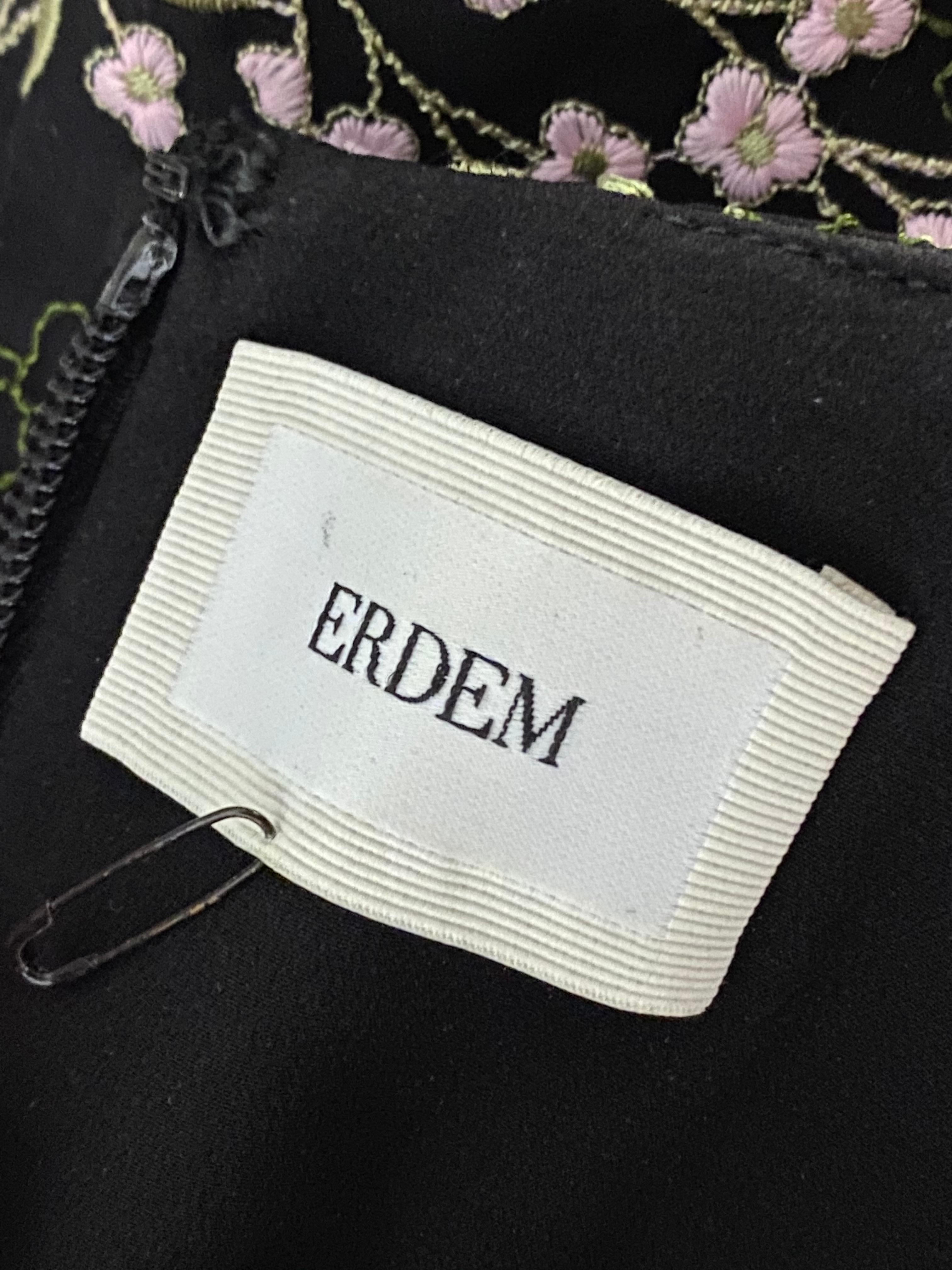 Erdem Black Silk and Floral Pattern Evening Dress Size 8 For Sale 1