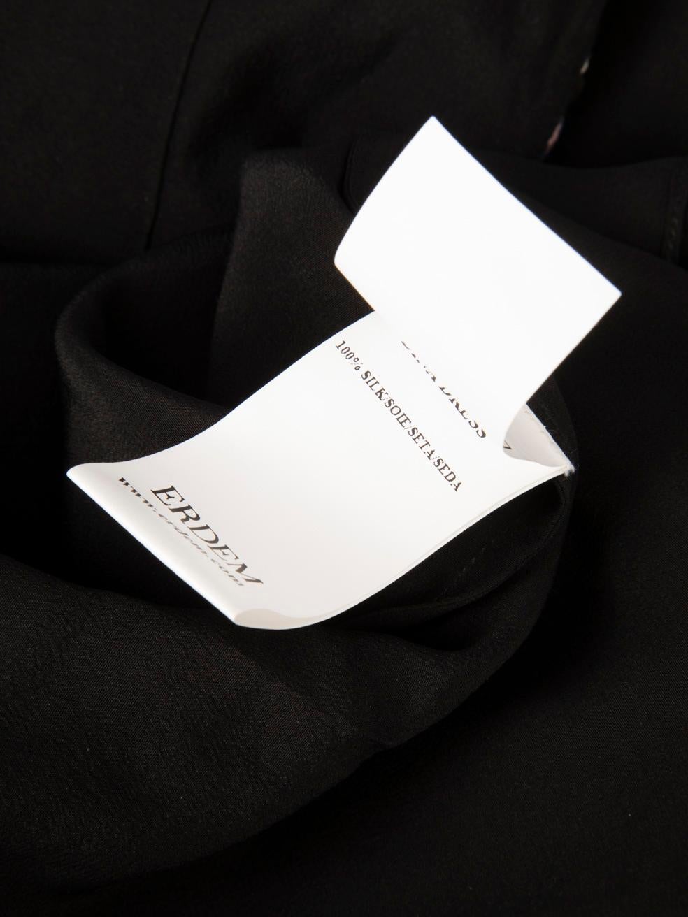 Erdem Schwarzes, geblümt besticktes Seidenkleid Größe M im Angebot 2