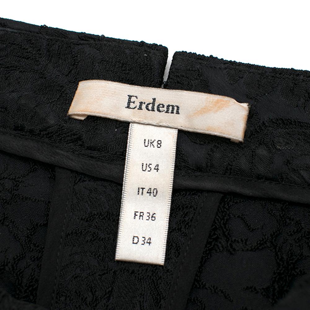 Women's Erdem Black Stina Damask-Brocade Trousers - Size US 4 For Sale