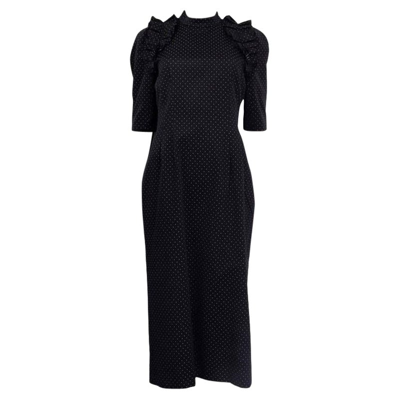 ERDEM nero bianco MARGARETTA POLKA DOT MIDI Shift Dress 12 M