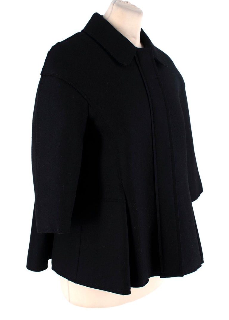 Erdem Black Wool Cropped Swing Jacket US 4 For Sale at 1stDibs