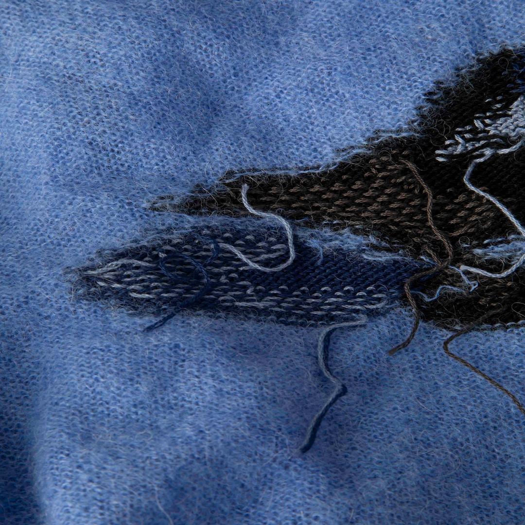 Women's Erdem Blue Cotton Intarsia Knit Sweater Size L
