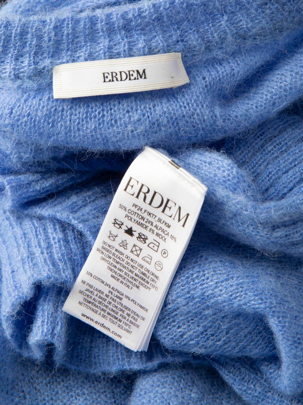 Erdem Blue Cotton Intarsia Knit Sweater Size L 1
