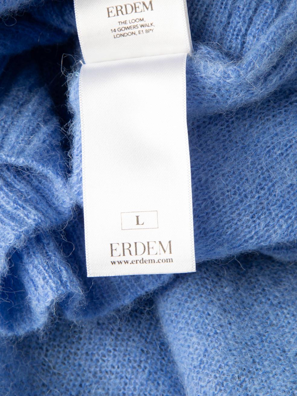 Erdem Blue Cotton Intarsia Knit Sweater Size L 2
