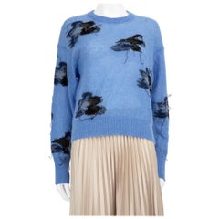 Erdem Blue Cotton Intarsia Knit Sweater Size L