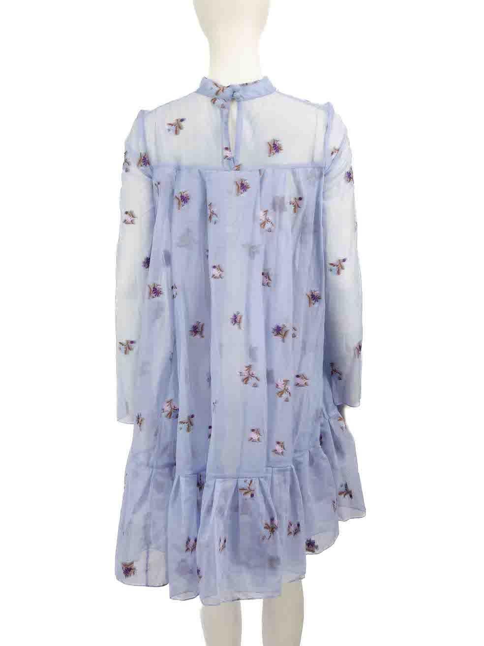 Erdem Blue Ditsy Floral Cosima Dress Size S In New Condition For Sale In London, GB
