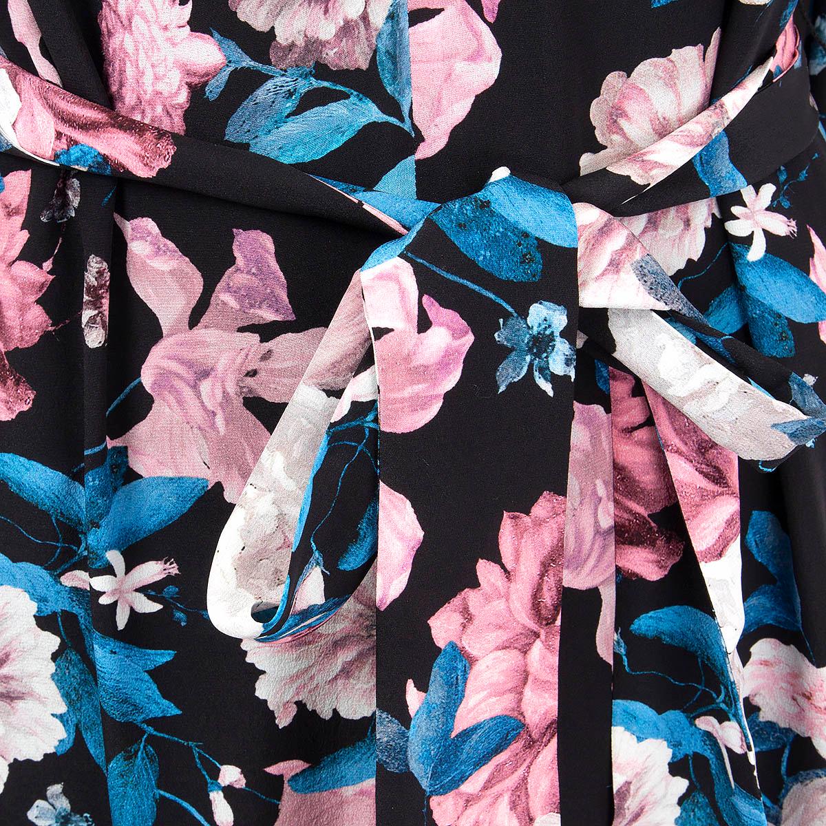 Women's ERDEM blue pink silk 2020 FINNETTA FLORAL Shift Dress 8 XS For Sale