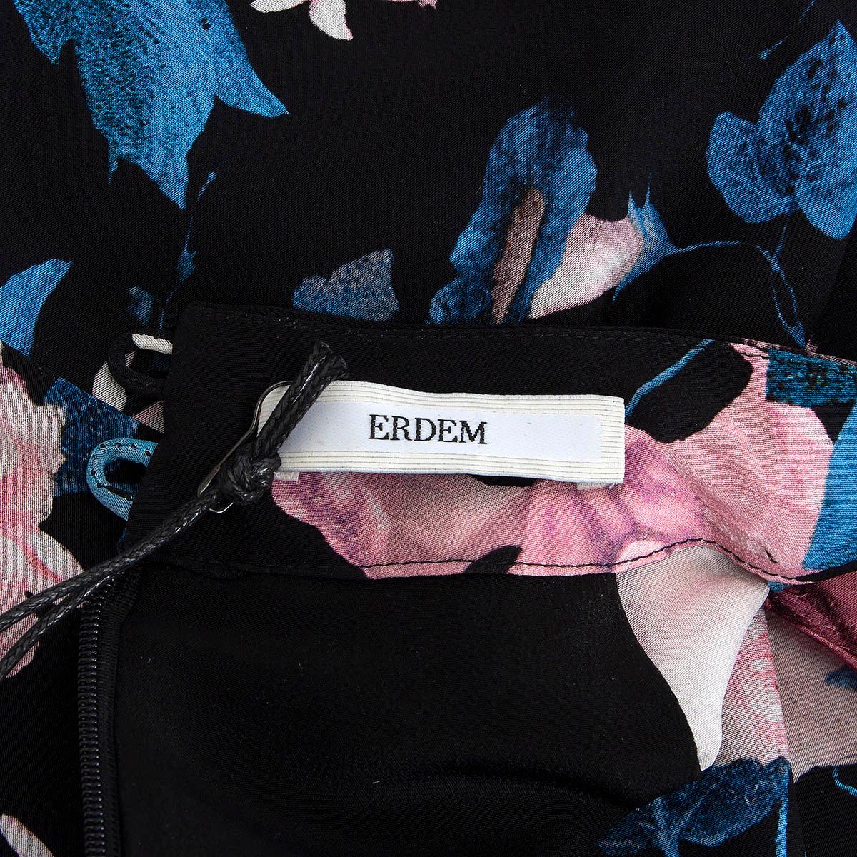 ERDEM blue pink silk 2020 FINNETTA FLORAL Shift Dress 8 XS For Sale 1
