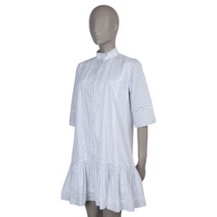 Abito Erdem in popeline blu e bianco con bordi in pizzo floreale BERTRAM, collezione 2021, taglia UK 8 (XS)