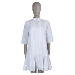 Abito Erdem in popeline blu e bianco con bordi in pizzo floreale BERTRAM, collezione 2021, taglia UK 8 (XS)
