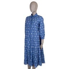 Vestido de algodón azul y blanco ERDEM con bordados PATMOS, talla XS
