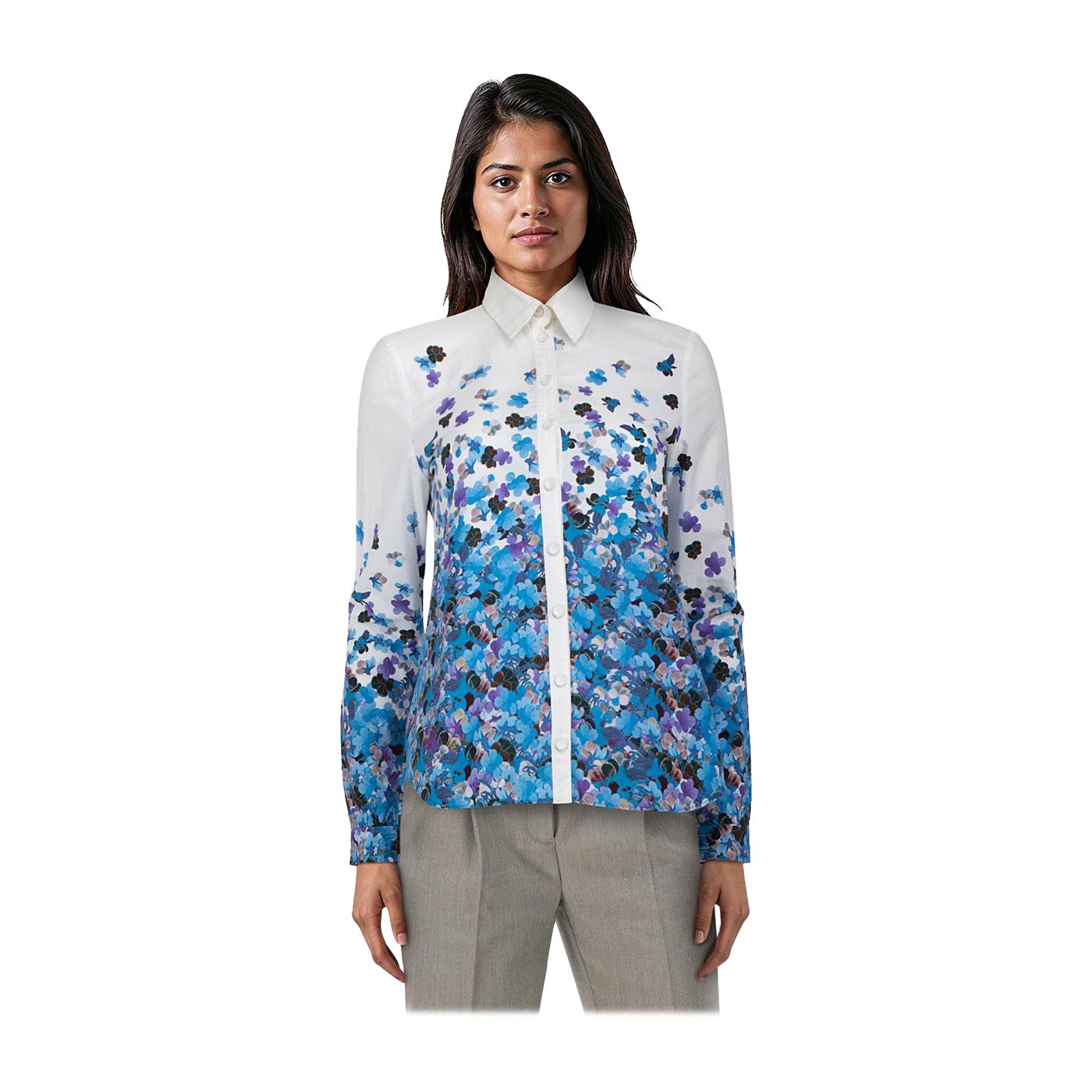 Erdem Blau 
Weiß Floral Langarmhemd Größe XS im Angebot