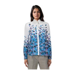 Camicia a maniche lunghe floreale blu e bianca di Erdem taglia XS