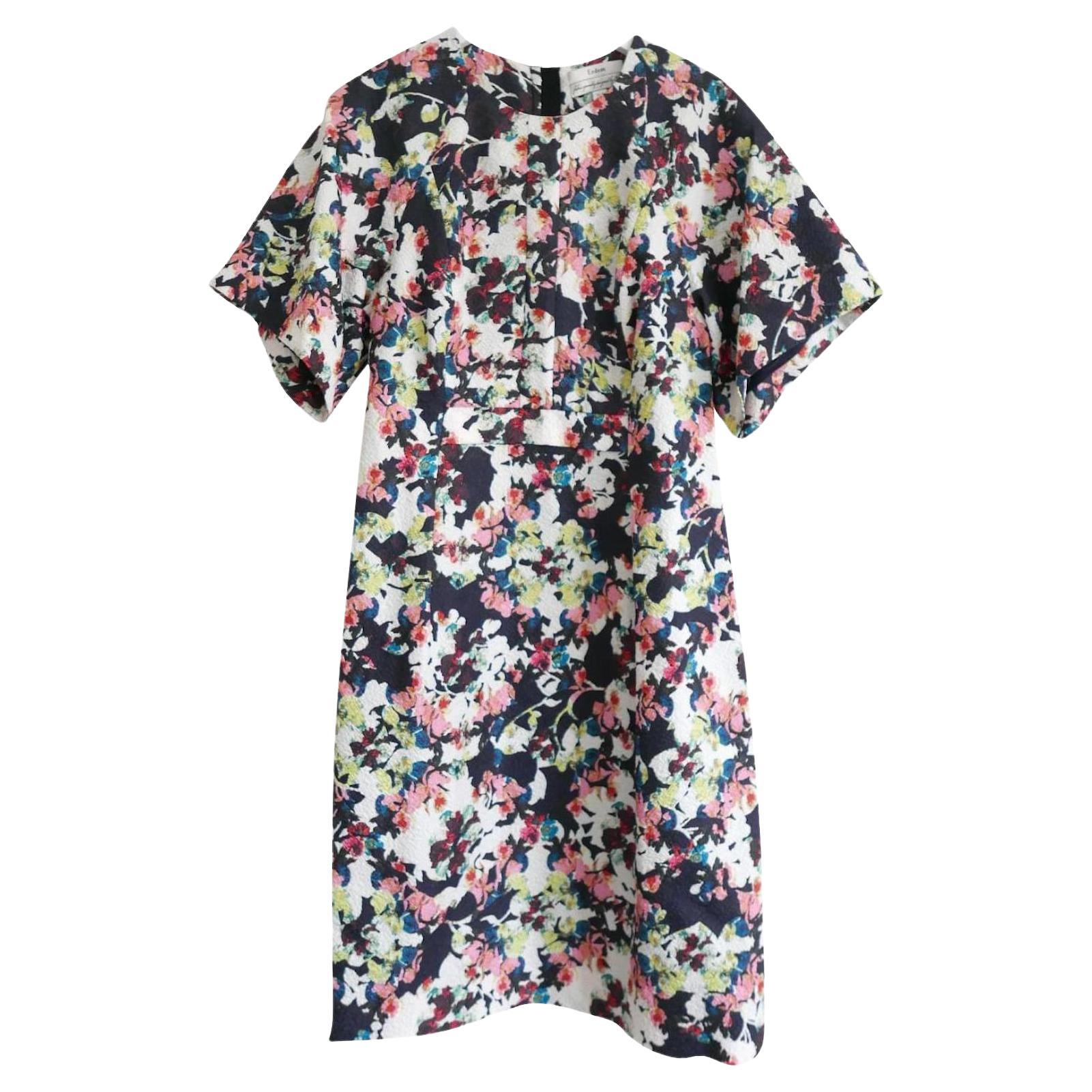 Erdem Cliona Floral Printed Silk Blend Dress  For Sale