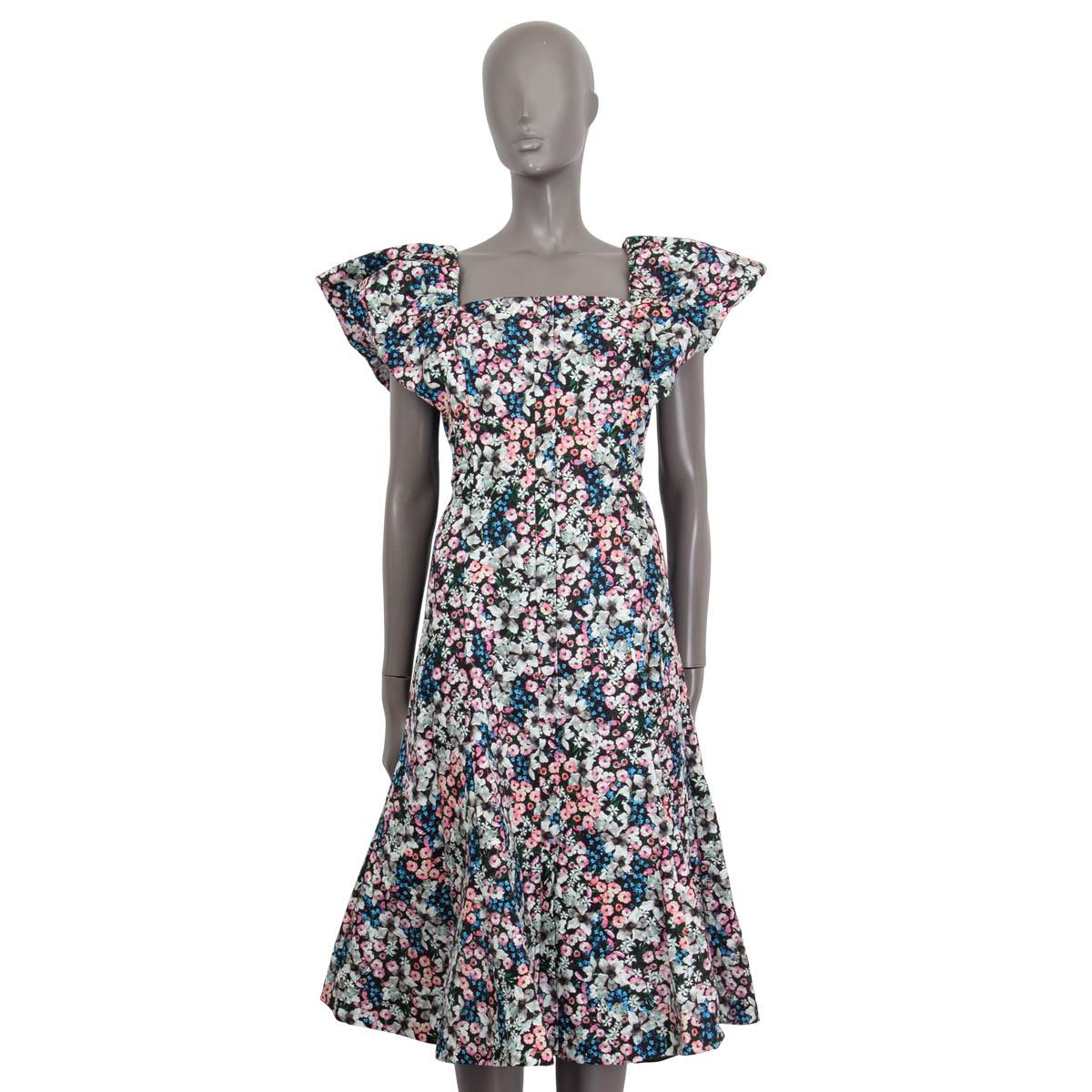 Gray ERDEM cotton 2020 Maudie MEADOW PARK FLORAL MIDI Dress 12 M For Sale