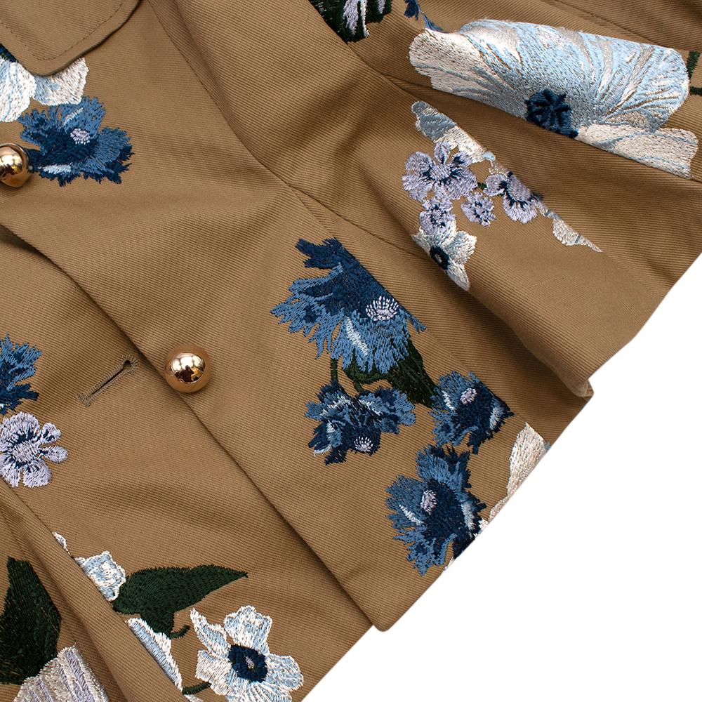 Erdem Cream Floral Embroidered Cotton Peplum Shari Jacket - Size US 8 In New Condition In London, GB