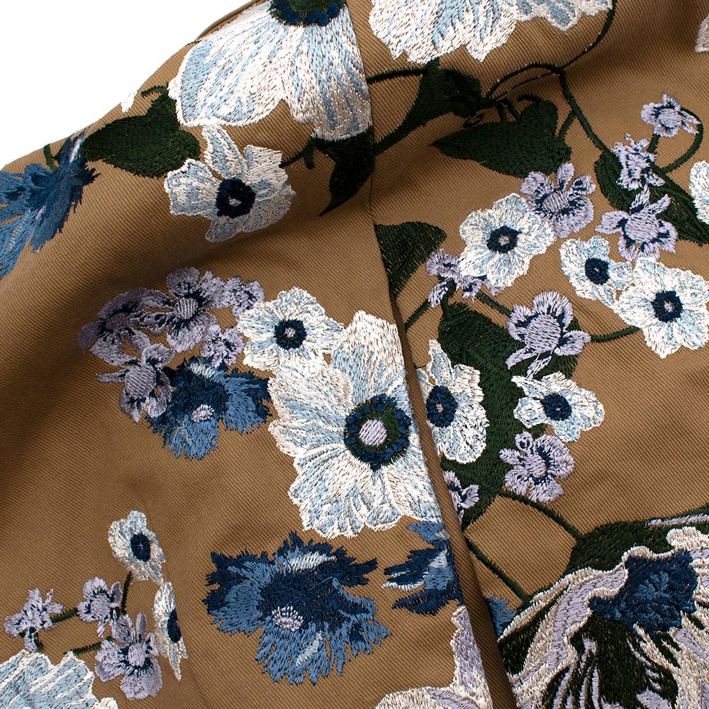Erdem Cream Floral Embroidered Cotton Peplum Shari Jacket - Size US 8 1