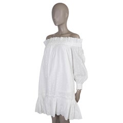 ERDEM cream FLORAL EMBROIDERED OFF-SHOULDER Dress XS