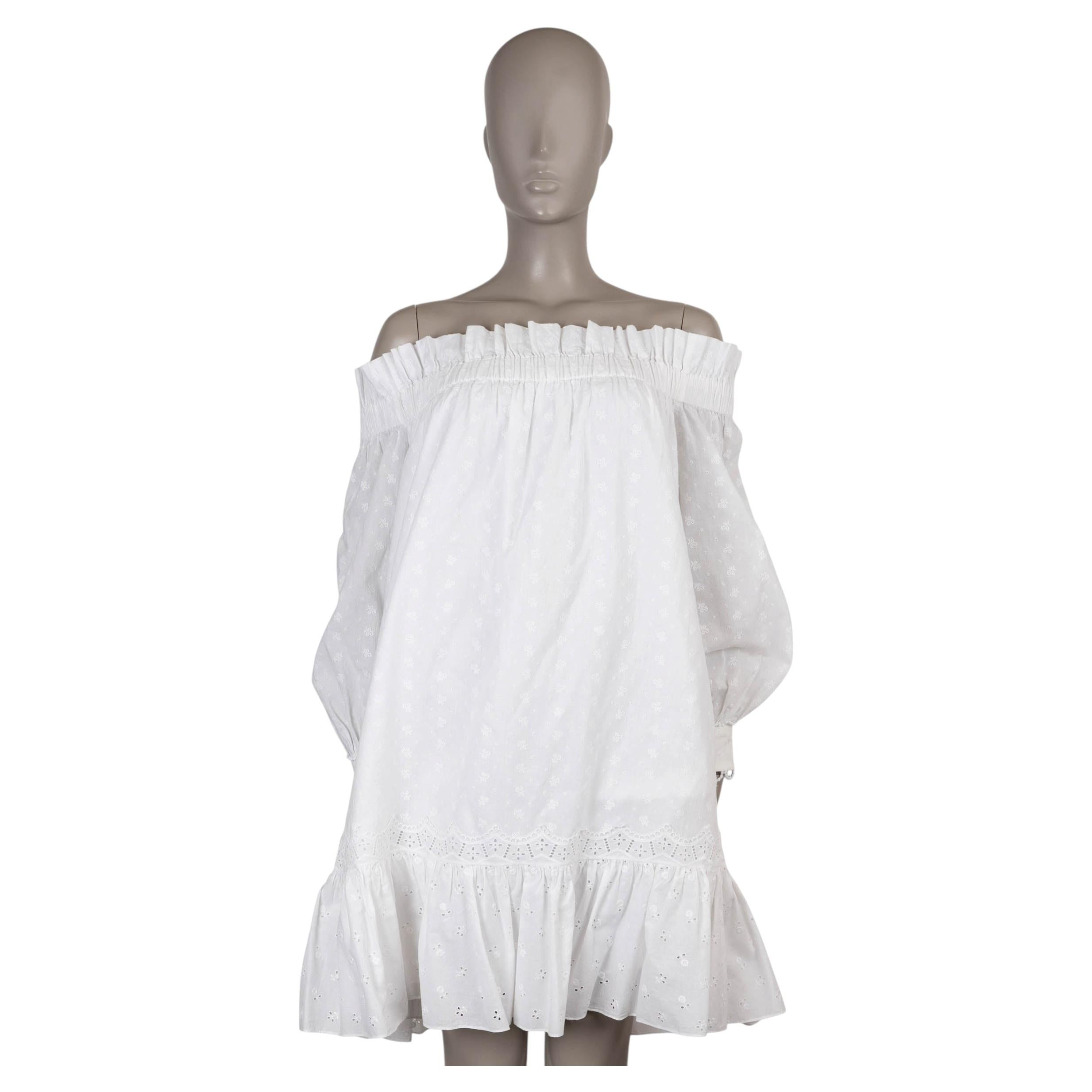 ERDEM cream FLORAL EMBROIDERED OFF-SHOULDER Dress XS
