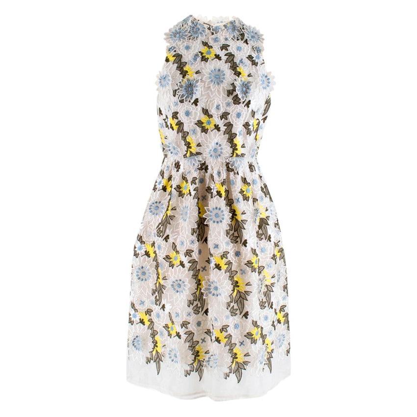 Erdem Dina Silk-organza Floral-embroidered Dress - Size US 8 For Sale