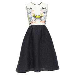 Erdem Faris Runway cream silk blend floral embroideRed cloque dress