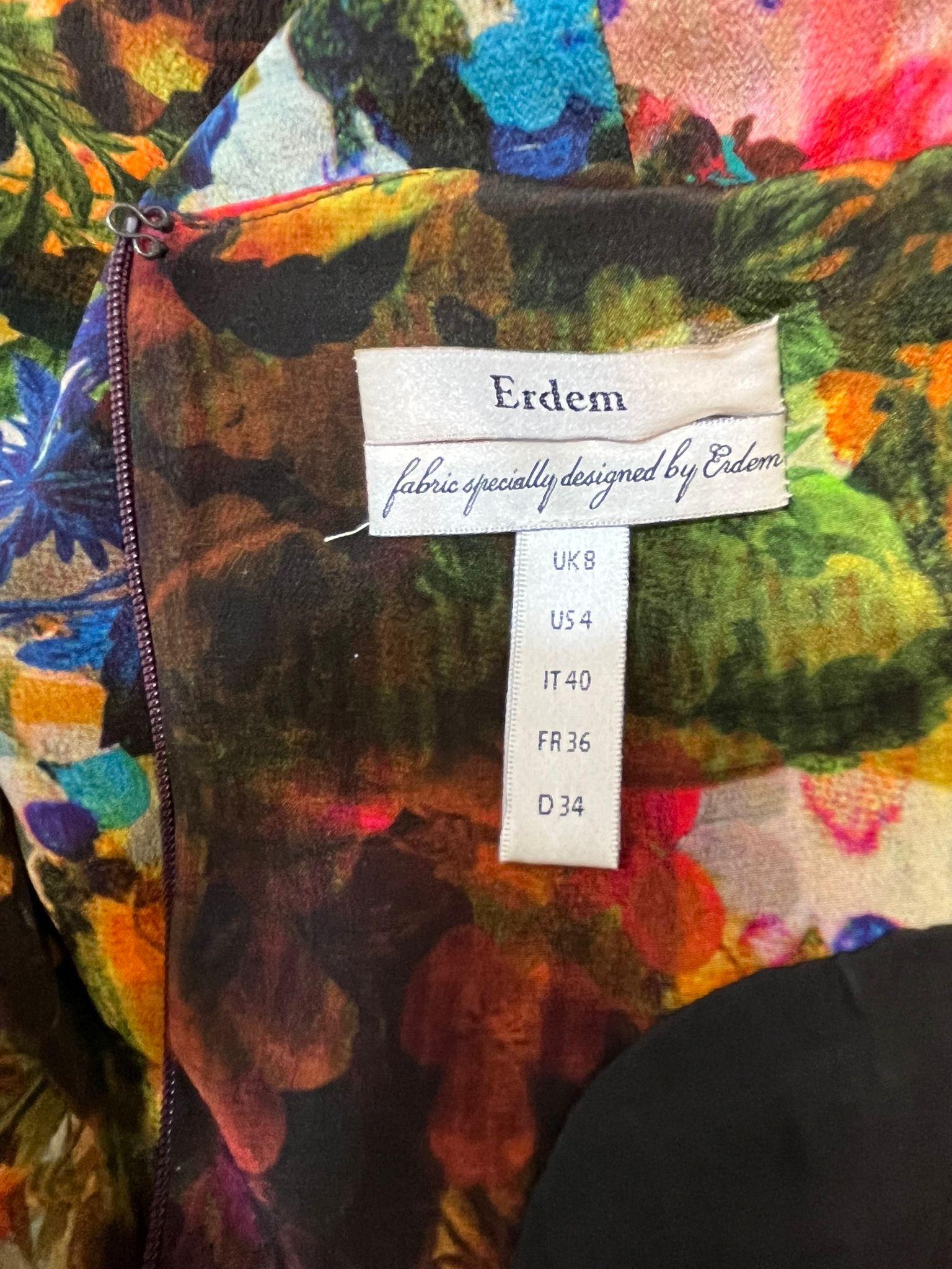 Women's Erdem Fit & Flare Printed Silk Dress For Sale