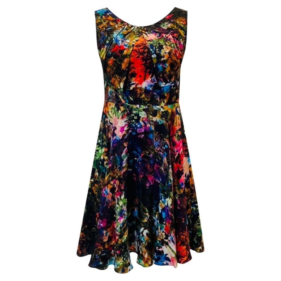 Erdem Fit & Flare Printed Silk Dress For Sale