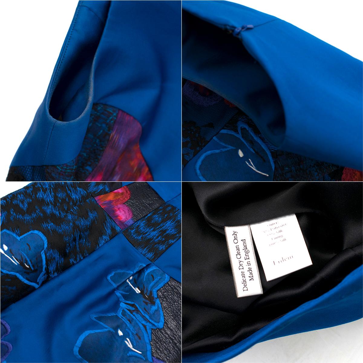 Erdem Floral Embroidered Blue Jacquard Dress - Size US 4 2