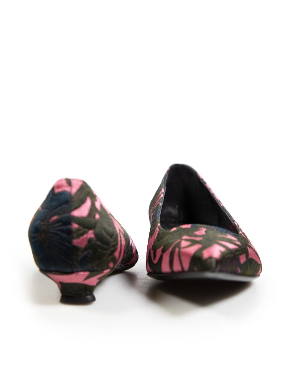 Black Erdem Floral Embroidered Kitten Heel Pumps Size IT 39.5