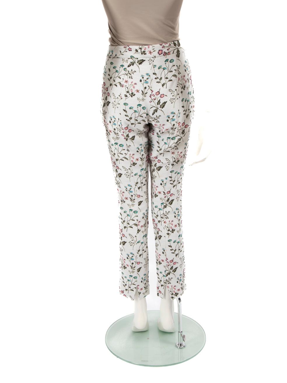 Gray Erdem Floral Jacquard Slim Fit Trousers Size M