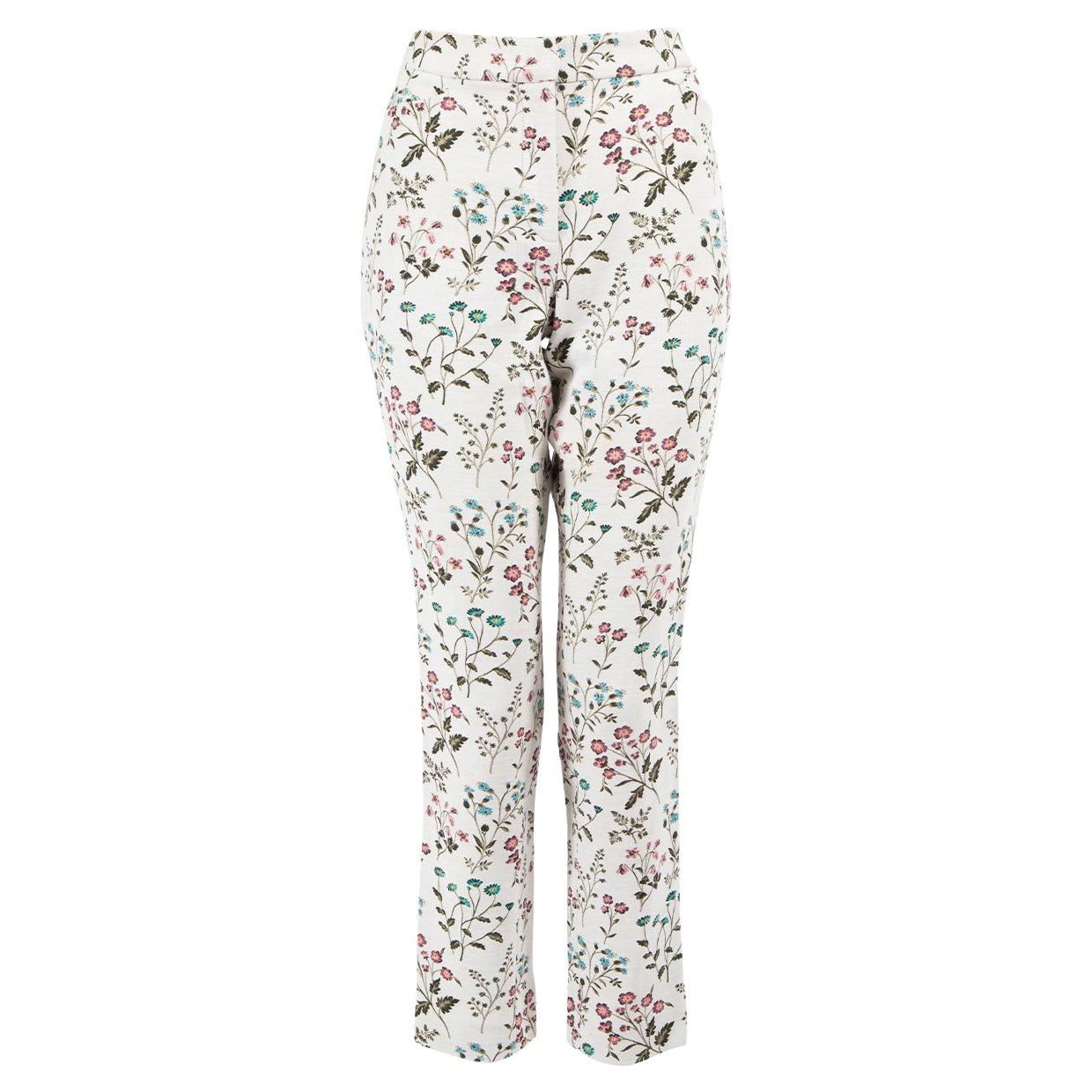 Erdem Floral Jacquard Slim Fit Trousers Size M