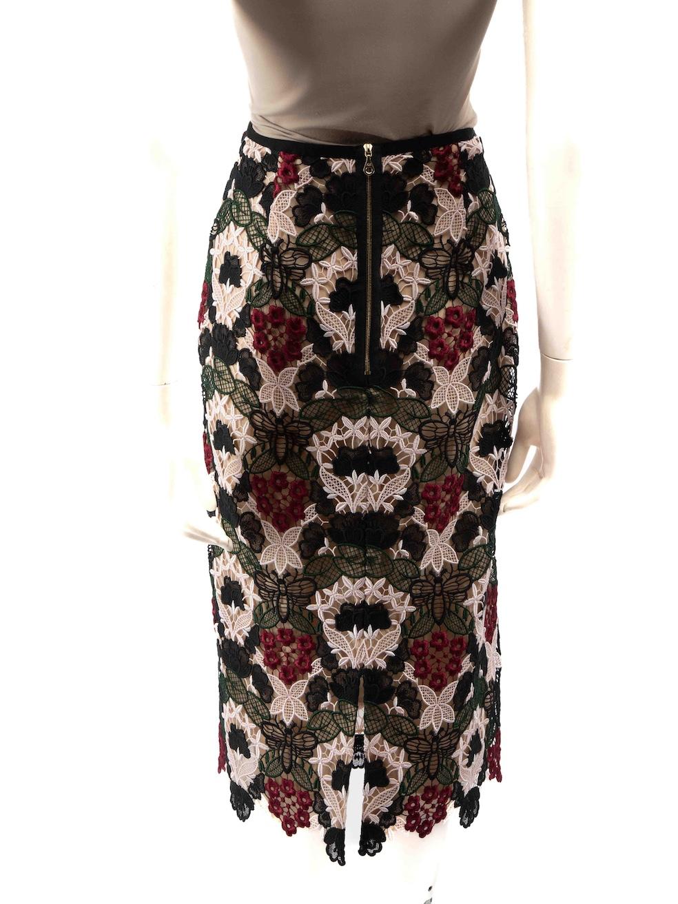 Black Erdem Floral Lace Midi Skirt Size M For Sale