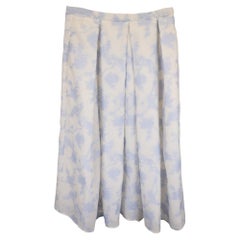 Erdem Floral Midi Skirt in Light Blue Cotton