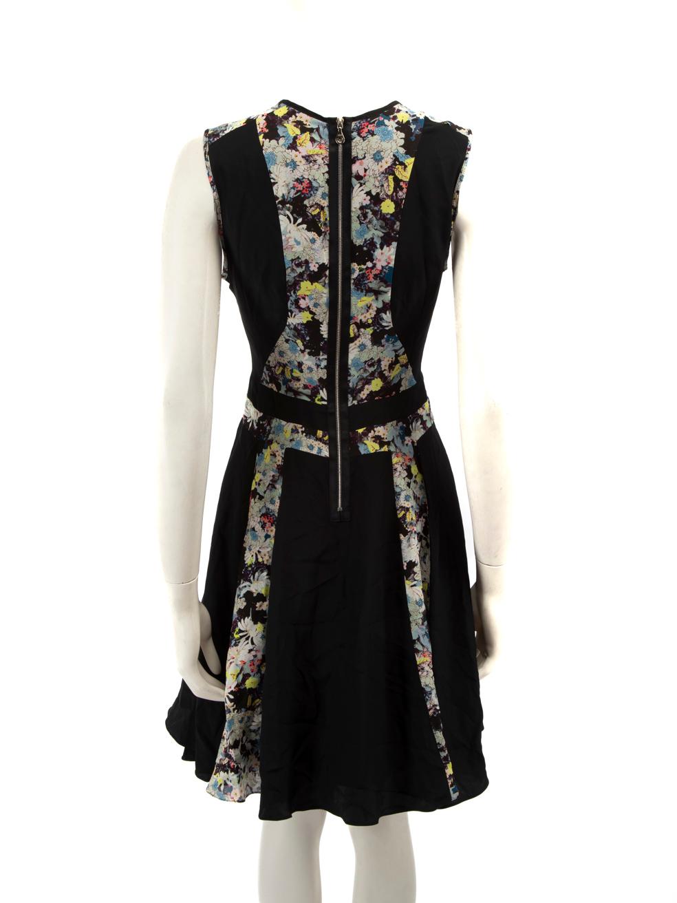 Black Erdem Floral Panelled Knee Length Dress Size M For Sale