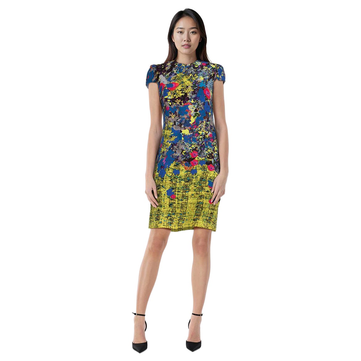 Erdem Floral Print Midi Silk Dress Size S en vente
