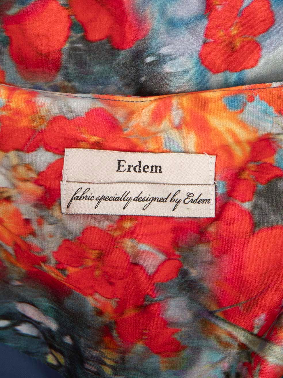 Erdem Floral Print Mini Short Sleeve Dress Size L For Sale 1